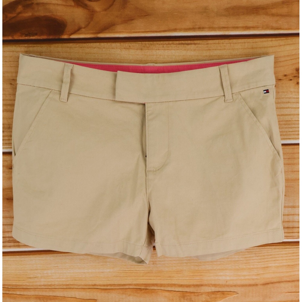Tommy Hilfiger Shorts Girls Size 16 Brown Cotton Blend Chino Pockets Flat Front
